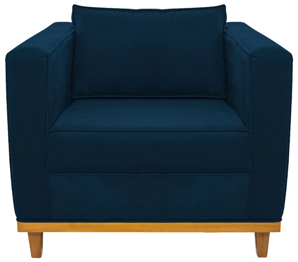 Poltrona Decorativa Europa Suede Azul Marinho ADJ Decor