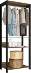 Guarda Roupa Solteiro Closet 73cm 3 Prateleiras Una Mel/Preto C01 - Mp