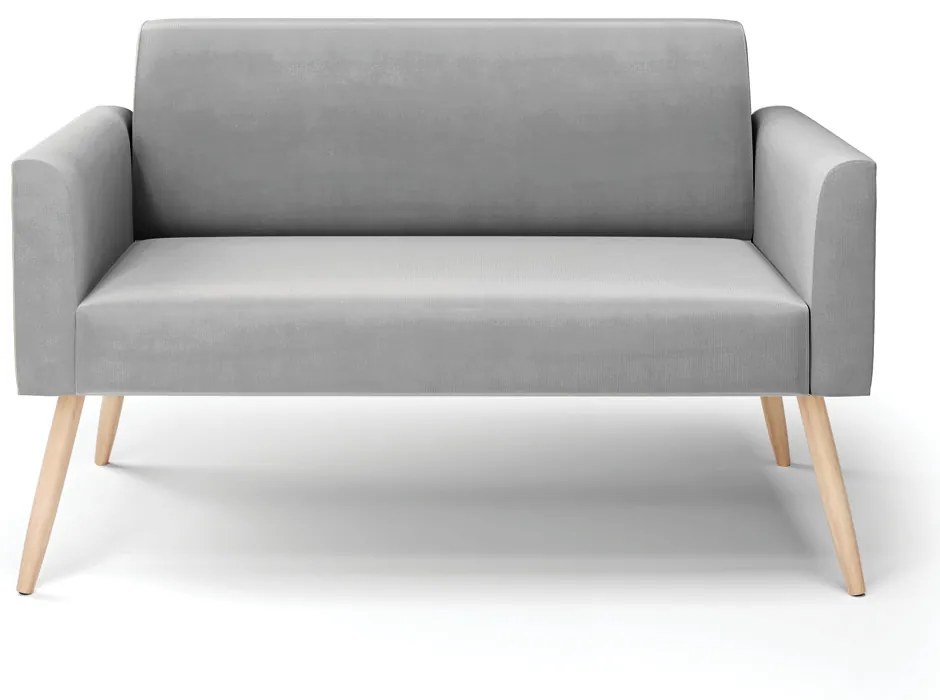Sofá Namoradeira Pés Palito Natural Marisa Suede Cinza D03 - D'Rossi