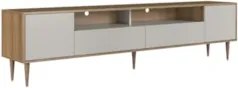 Rack TV 75 Pol 200cm Com LED Pés Palito Caza Mel/Arenas A05 - Mpozenat