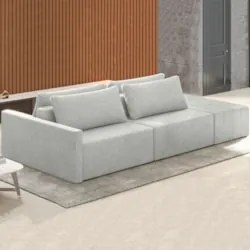 Sofá Ilha Modular com Puff para Sala Living 232cm Georgia Z08 Linho Ci