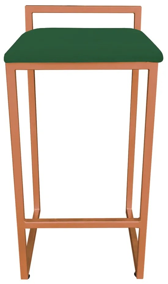 Conjunto 02 Banqueta Alta Industrial Pietra Suede Verde Base Cobre D'Rossi