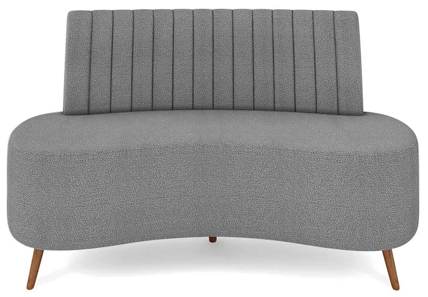 Sofá 2 Lugares Living 160cm Pé Palito Maraú Bouclê K01 - D'Rossi - Cinza claro