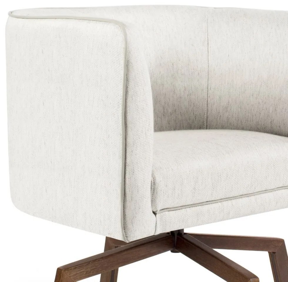 Kit 02 Poltronas Decorativas Sala de Estar Giratória Ka Nix Linho Creme G15 - Gran Belo