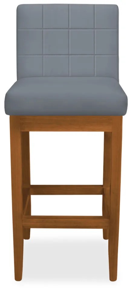 Banqueta Alta Sueli Base Madeira Maciça Estofada Suede Cinza Grafite
