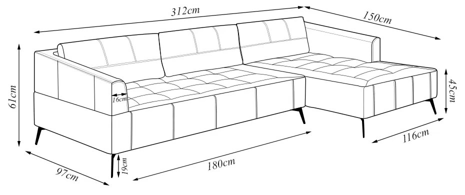 Sofá Bipartido Sala de Estar Kiara 312cm Chaise Direito Pés de Ferro Couro Caramelo G52 - Gran Belo