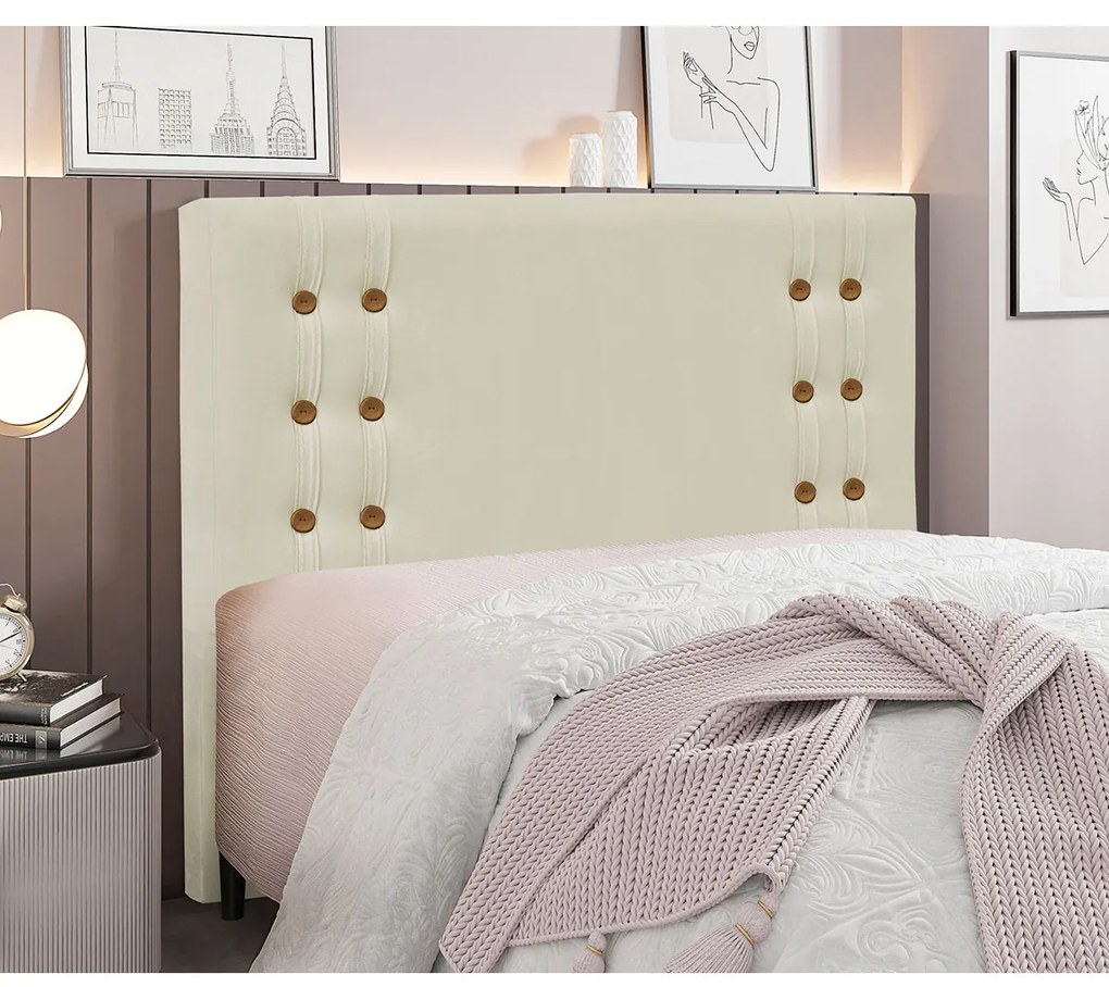 Cabeceira Estofada Santorini 140cm Casal Veludo - ADJ Decor