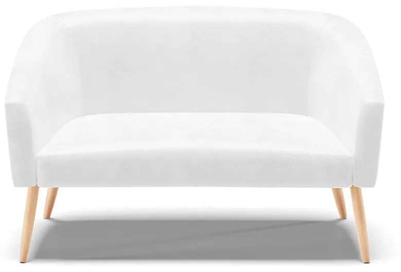 Sofá 2 Lugares Namoradeira Pé Palito Natural Stella Sintético PU Branco D03 - D'Rossi