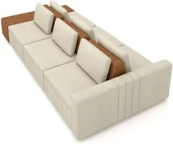 Sofá Ilha e Puff Sala Living 335cm Siesta M22 Linho Areia/Marrom - Mpo