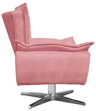 Poltrona Decorativa Sala de Estar Base Giratória Cromada Opla Suede Ro