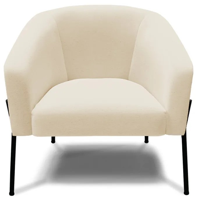 Poltrona Sala Decorativa Pé de Ferro Preto Stella Linho D03 - D'Rossi - A19 Bege