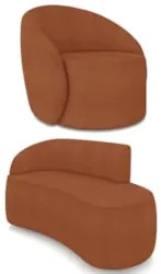 Sofá 2 Lugares 140cm Wendi e Poltrona Steve Boucle Terracota I01 - Mp