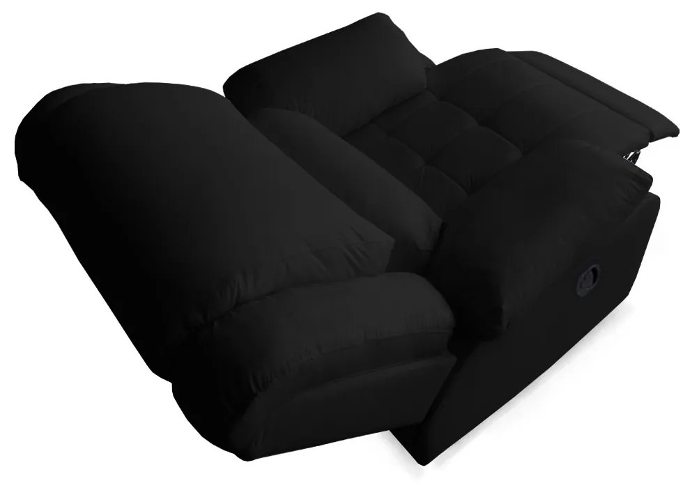 Poltrona Decorativa Magnum Reclinável Manual Courino Preto