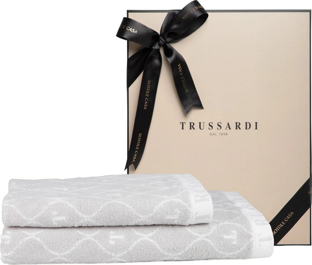 Jogo de Banho 2 Peças Trussardi Speciale Jacquard c/ Caixa de Presente Gelo