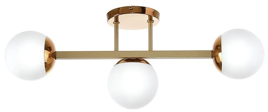 Plafon De Sobrepor Metal E Vidro Globinho 60X12X25Cm 3 X G9 Globo Ø12C... (PRETO / COBRE BRILHO)