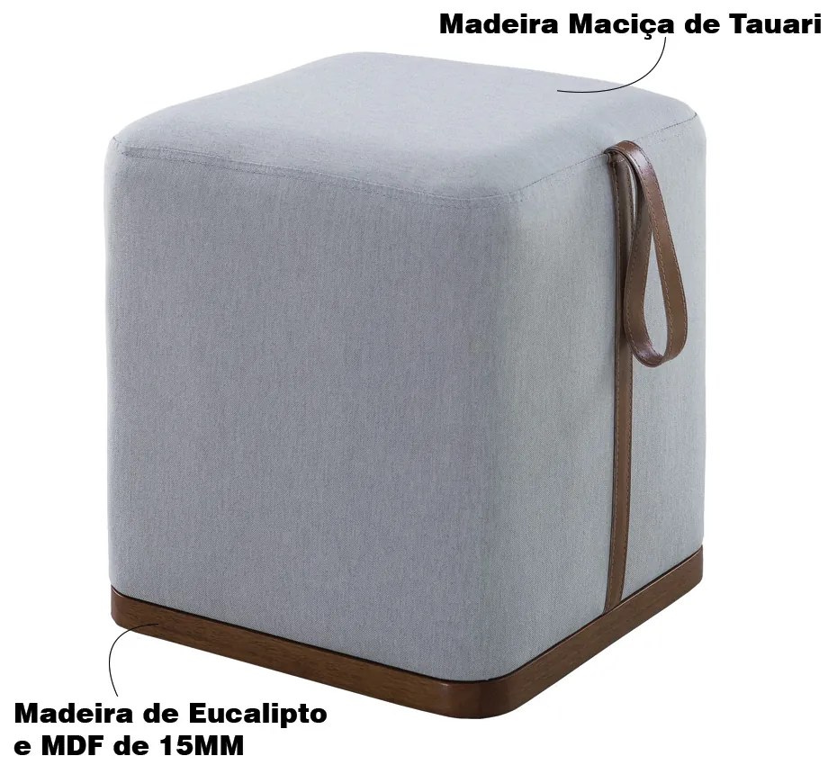 Puff Decorativo Sala de Estar Nurse Cinza Claro G55 - Gran Belo