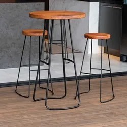 Conjunto Mesa Bistrô Alta e 2 Banquetas Estilo Industrial Aura D09 Per