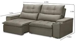 Sofá Retrátil Reclinável 3 Lugares 210cm Moritz F05 Veludo Castor - Mp