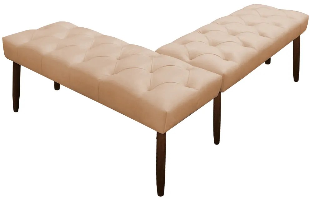 Banco de Canto Estofado Sira Suede Pés Palito Castanho C05 - D'Rossi - Bege
