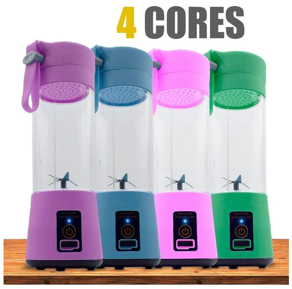 Mini Liquidificador Port&aacute;til Processador Squeeze Recarreg&aacute;vel Verde