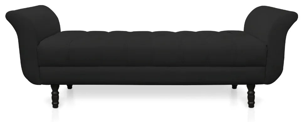 Recamier Olinda Veludo 160 cm Pés Torneados Castanhos - D'Rossi - Preto