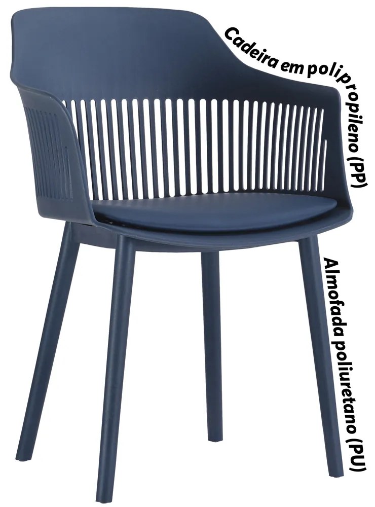 Kit 2 Cadeiras Decorativas Para Sala de Estar Sócrates Azul Marinho G56 - Gran Belo