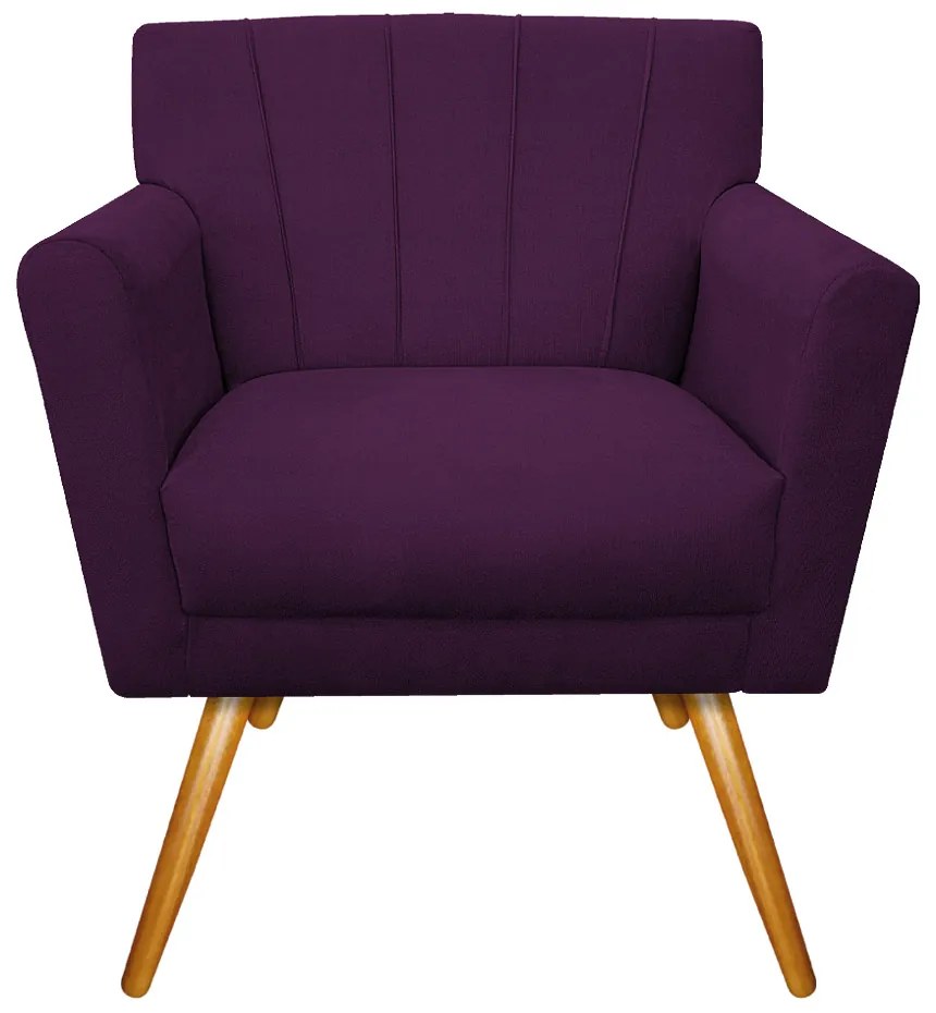 Poltrona Laura Pés Palito Mel Suede Roxo - ADJ Decor