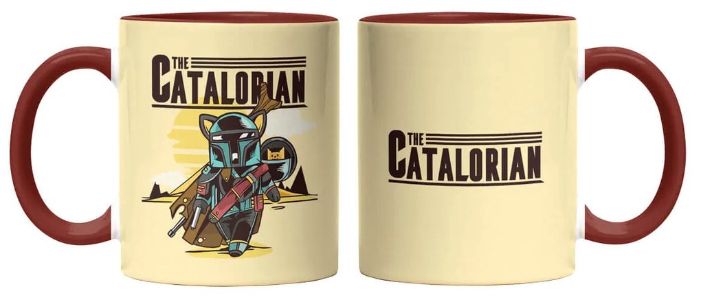 Caneca The Catalorian Mandalorian Bege com Alça Marrom