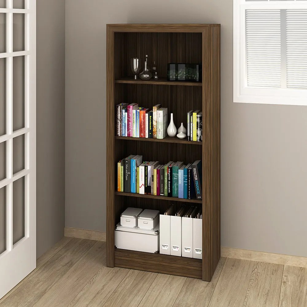 Armário Estante Alto para Escritório Home Office ME4137 MDP Nogal G69 - Gran Belo