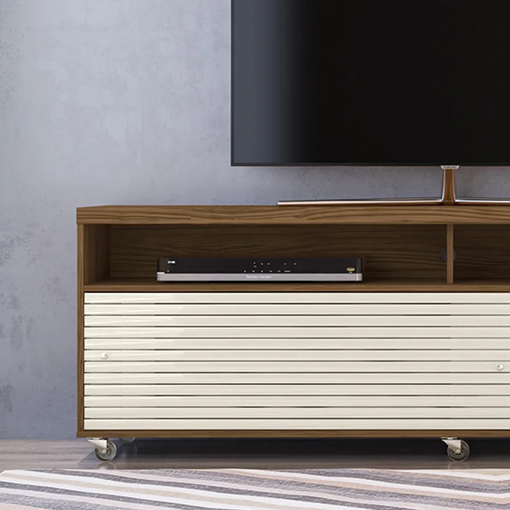 Rack TV 75Pol 182cm Bancada para Sala Nerion Naturale/Off White M20 - D'Rossi