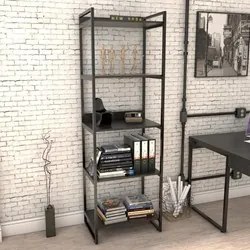 Kit 2 Estantes Livreiro Prisma Estilo Industrial 60cm 5 Prateleiras C0