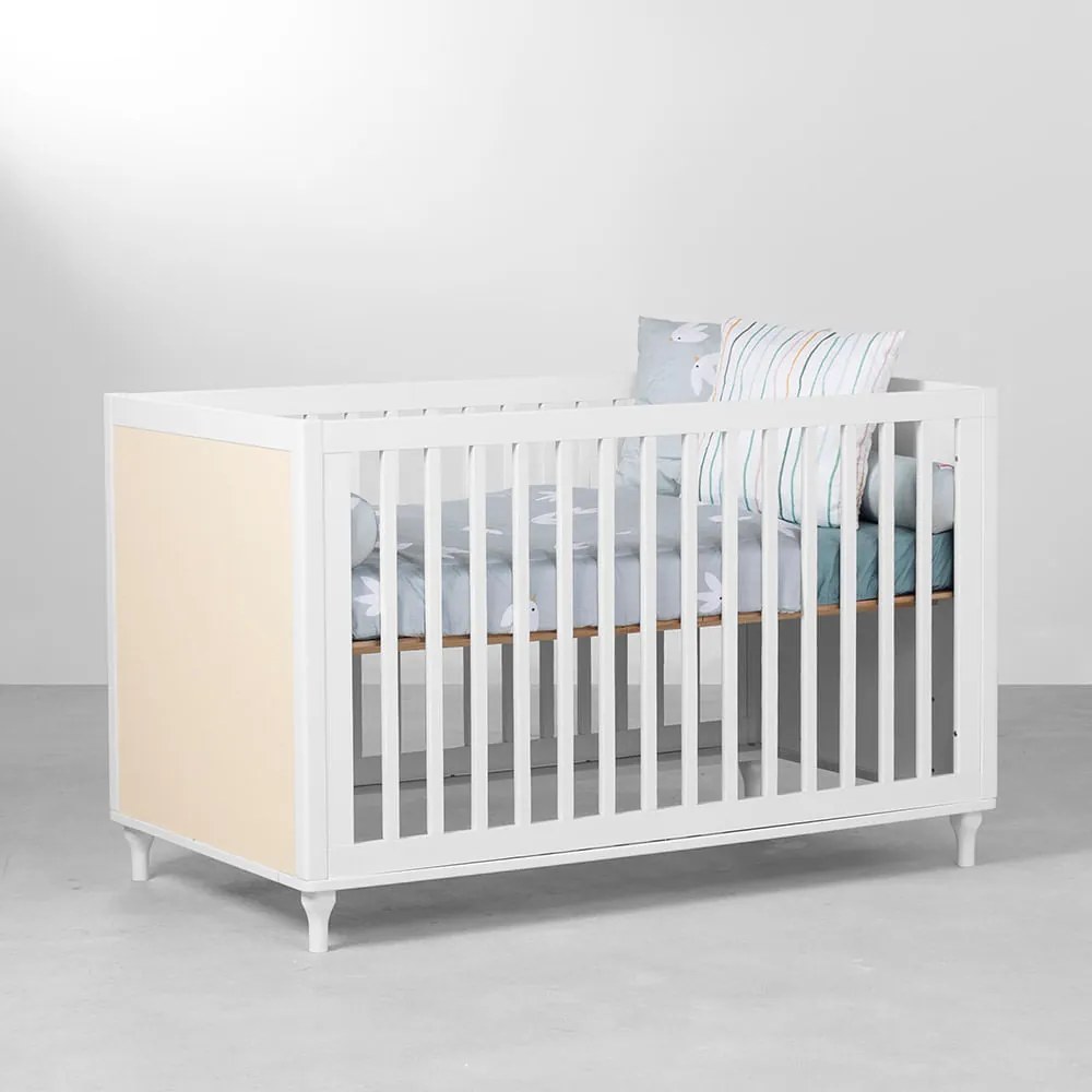 Berço Mini Cama Americano Rattan - Branco