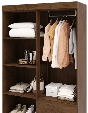 Guarda Roupa Ideal 4 Portas Plus Imbuia Rústico - Vila Rica Móveis