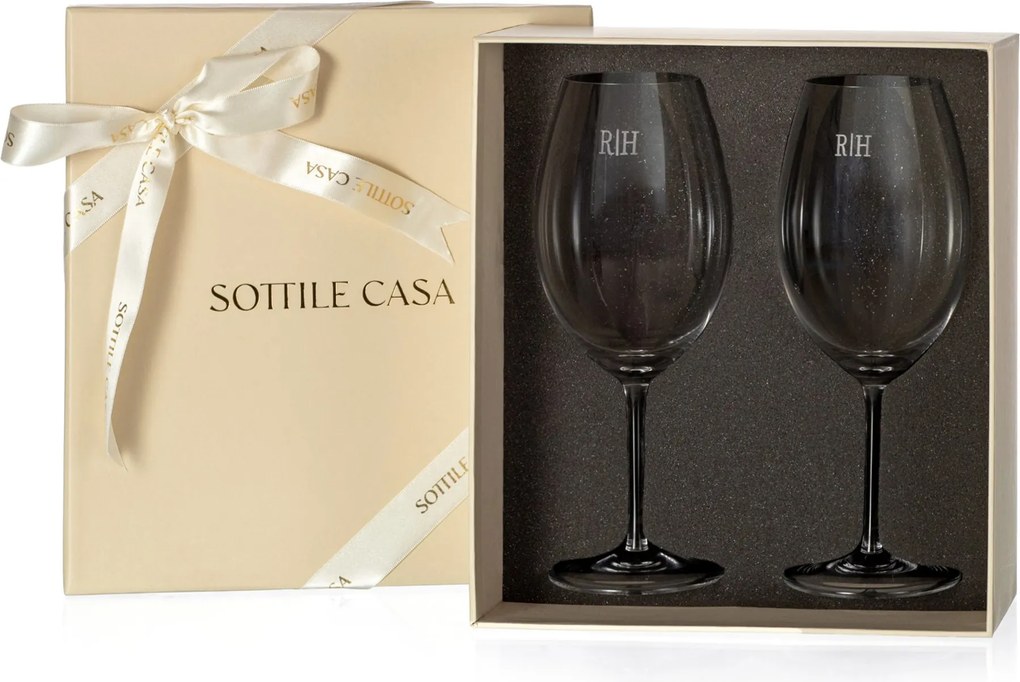 Caixa Presente com 2 Taças de Cristal p/ Vinho Bordeaux Grand Cru II 850ml  Incolor