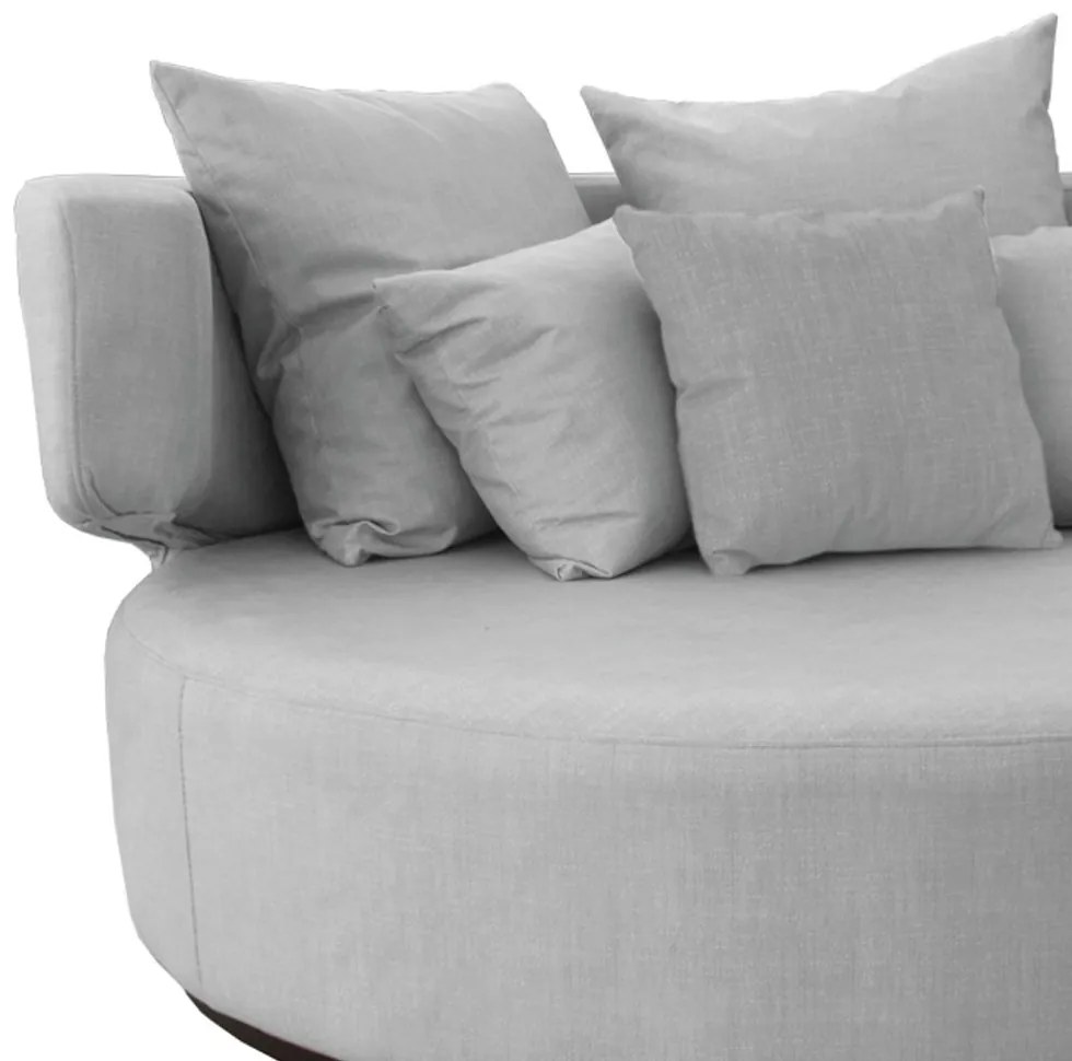 Sofá Chaise Eva Redondo 02 Lugares Veludo Cinza Grafite