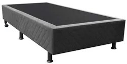 Base Box para Cama Solteiro 88x188cm Liz S05 Suede Bordado Cinza - Mpo