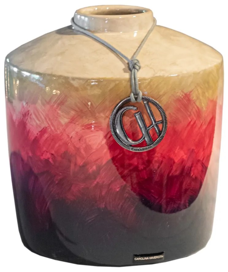 Vaso Reto Decorativo em Cerâmica Carolina Haveroth - Art Contemporânea Alto Brilho  Kleiner