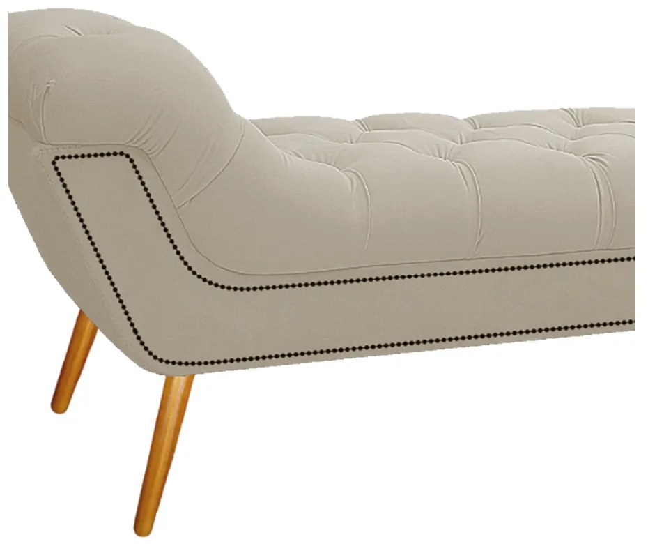 Calçadeira Estofada Veneza 195 cm King Size Suede Bege - ADJ Decor