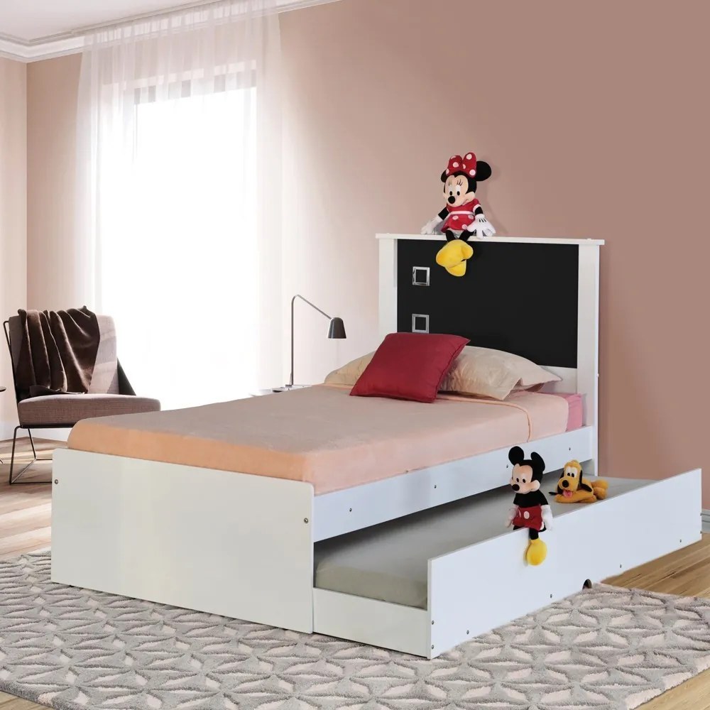 Cama Bibox Solteiro Reino Branco/Preto G68 - Gran Belo
