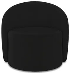 Poltrona Sala Decorativa Redonda 91cm Steve Veludo Preto I01 - Mpozen