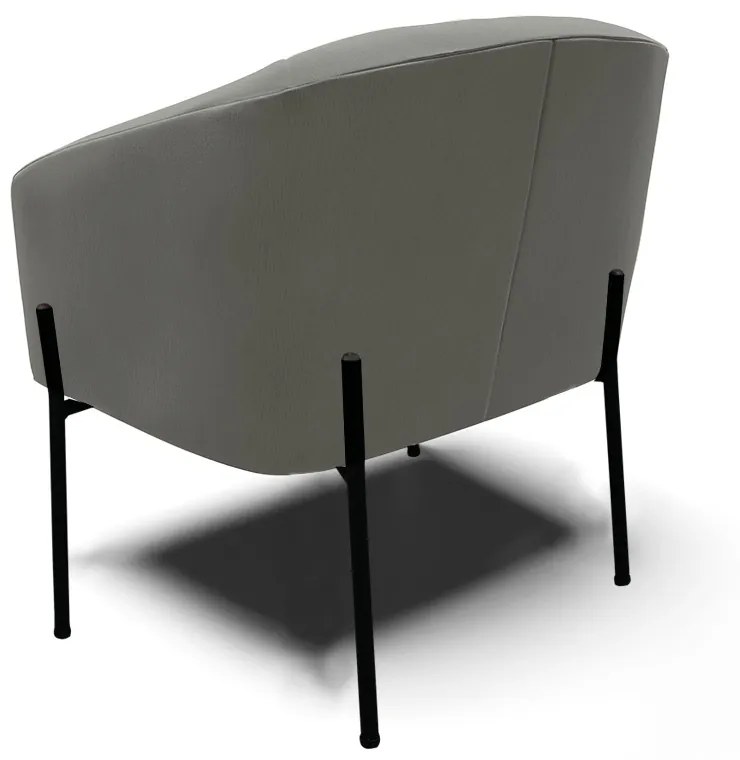 Poltrona Decorativa Pé de Ferro Preto Stella Suede Grafite D03 - D'Rossi