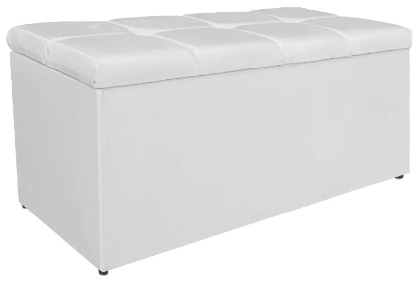 Calçadeira Estofada Manchester 90 cm Solteiro Corano Branco - ADJ Decor