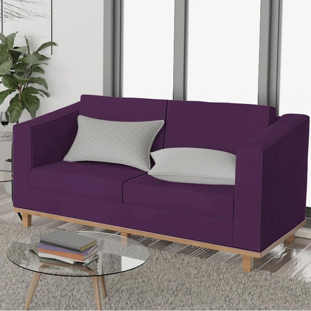 Sofá 2 Lugares Europa Suede Roxo ADJ Decor
