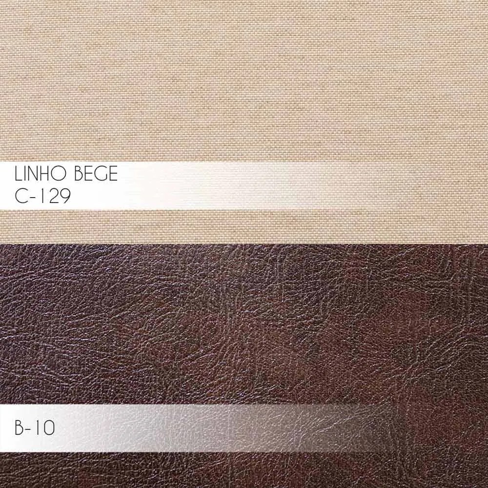 Poltrona Decorativa Kitana Pés Palito PU Sintético/Linho Marrom/Bege G15 - Gran Belo