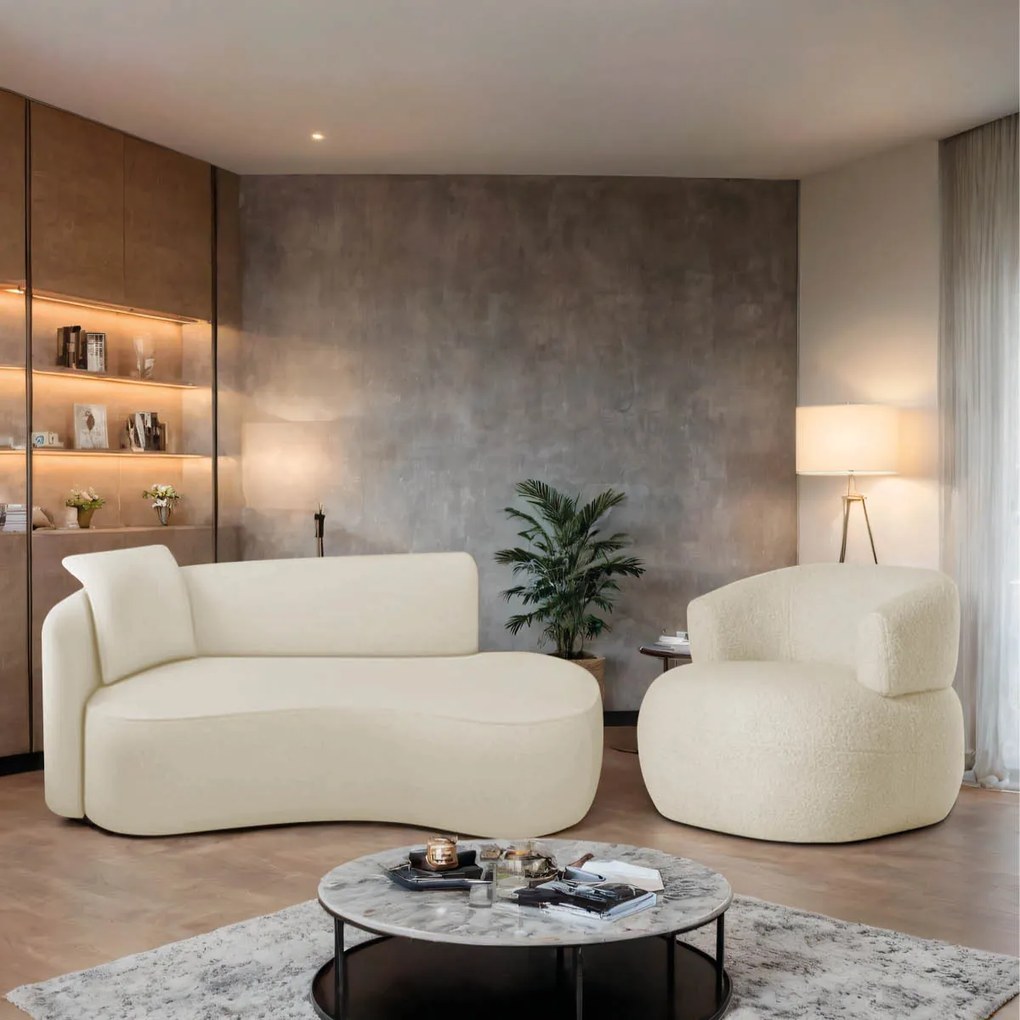 Kit Divã Recamier 150cm e Poltrona Luxo Suíça Lado Direito Linho
