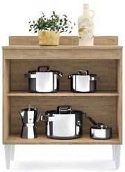 Balcão Gabinete 80cm 2 Portas Hawai Castanho/Preto - Lumil Móveis