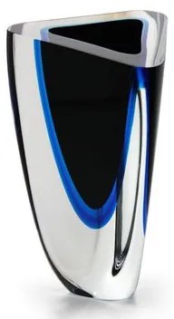 Vaso Triangular nº 3 Bicolor Preto com Água-marinha Murano Cristais Cadoro