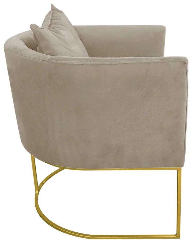 Kit 02 Poltronas Paola Suede Base Metálica Dourado D03 - D'Rossi - Marrom Rato