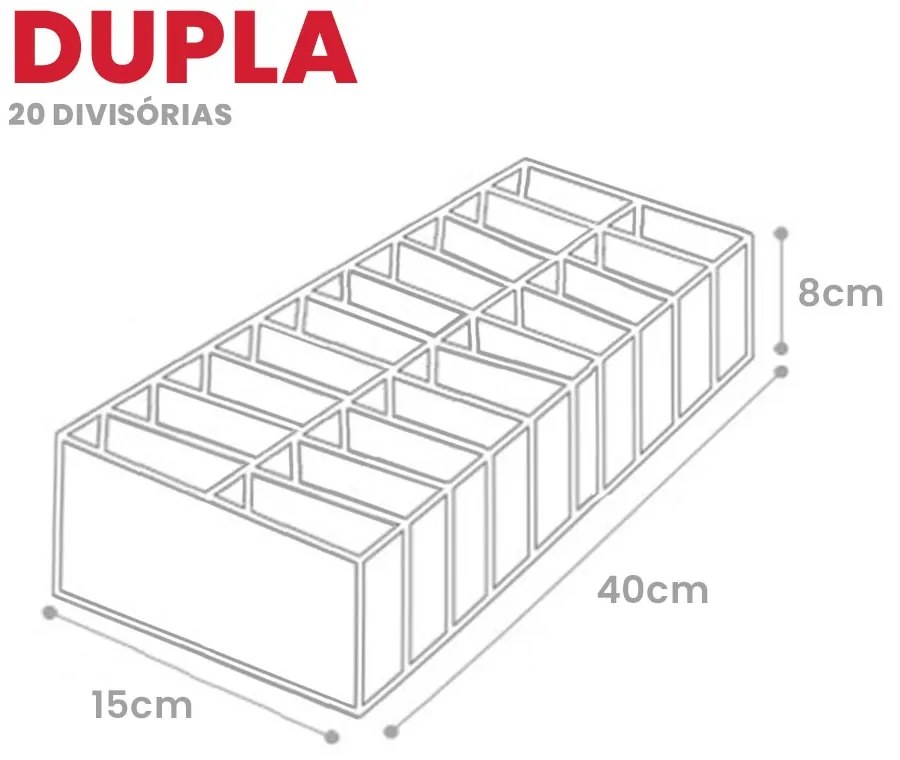 Organizador de Gaveta Invisível Dupla - 12 nichos