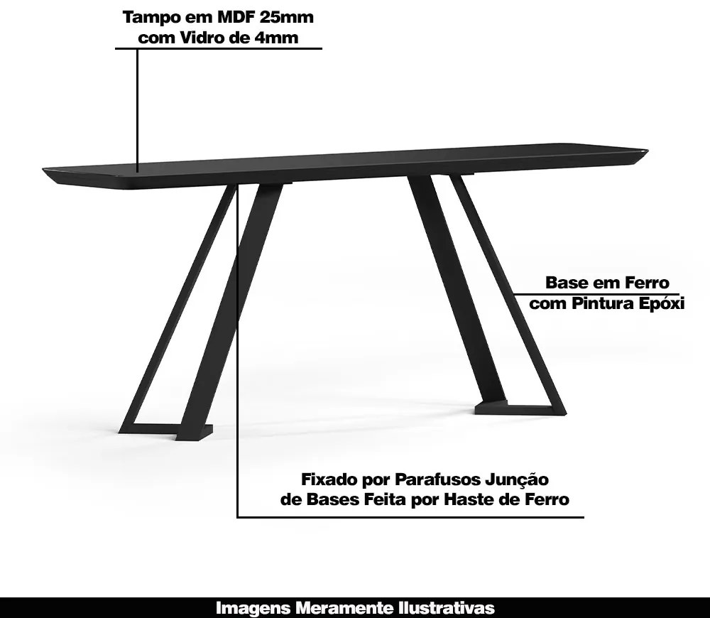 Aparador Decorativo 180cm Efron Preto G13 - Gran Belo